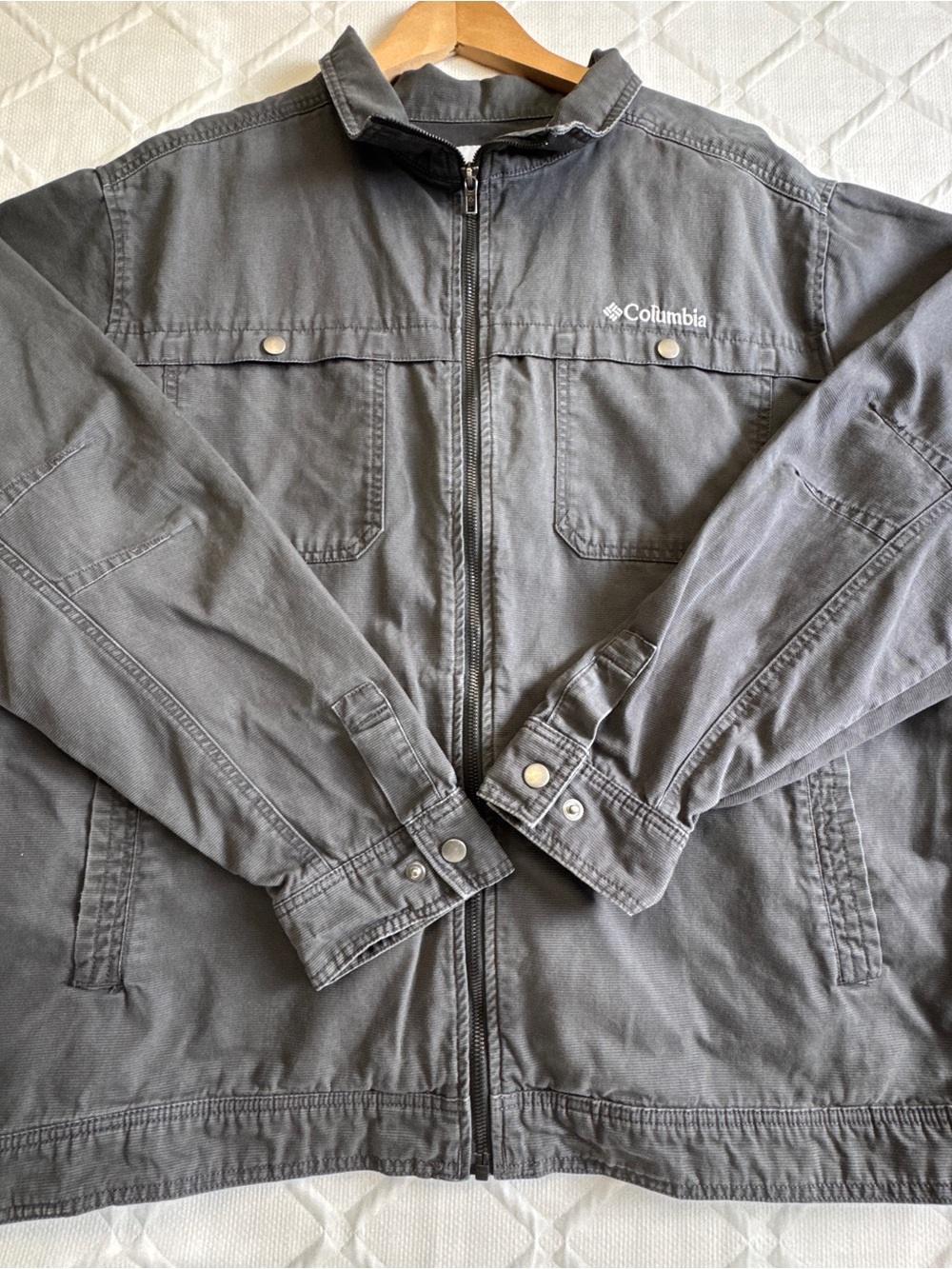Columbia Utility Jacket Gray Cotton Full Zip Outdoor Field Jacket Men's XL